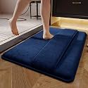 MAXOSHINE Microfiber Bathroom Mat Anti Skid-Highly Absorbent Extra Soft Memory Foam Door Mats for Home Kitchen Living Room-40x60 cm Floor Mat (Blue)