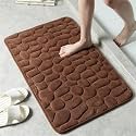 MAXOSHINE Microfiber Bathroom Mat Anti Skid-Highly Absorbent Extra Soft Memory Foam Door Mats for Home Kitchen Living Room-40x60 cm Floor Mat (Pebbles-Brown)
