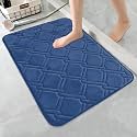 MAXOSHINE Microfiber Bathroom Mat Anti Skid-Highly Absorbent Extra Soft Memory Foam Door Mats for Home Kitchen Living Room-40x60 cm Floor Mat (Diamond-Blue)