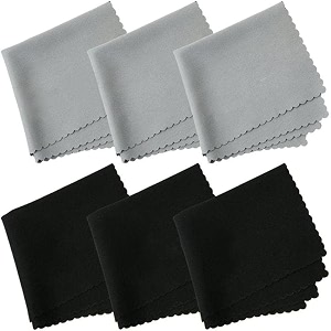 maxoshine premium microfiber cleaning cloth for electronics mobile lens eyeglasses camera lenses desktop- laptop cleaning cloth -30 x 30 cm pack of 6-blackgrey