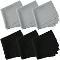 MAXOSHINE Premium Microfiber Cleaning Cloth for Electronics Mobile Lens Eyeglasses Camera Lenses Desktop- Laptop Cleaning Cloth -30 x 30 cm (Pack of 6-Black/Grey)