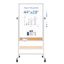 Maxtek Rolling White Board 48 x 24 in, Magnetic Cork Board Combo on Wheels