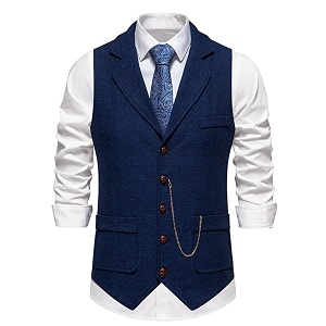 maxToonrain Mens Classic Tweed Suit Vest Casual