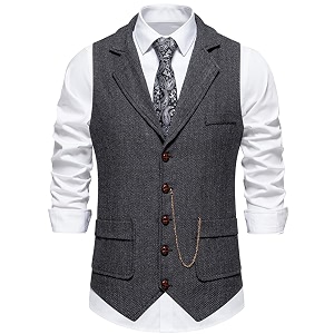 maxToonrain Mens Classic Tweed Suit Vest Casual