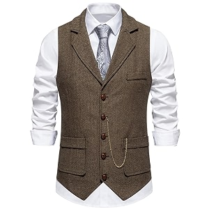 maxToonrain Mens Classic Tweed Suit Vest Casual