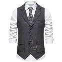 maxToonrain Mens Classic Tweed Suit Vest Casual