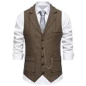 maxToonrain Mens Classic Tweed Suit Vest Casual