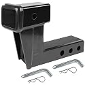 MaxxHaul Trailer Hitch Riser for 2" Receivers, 6" Rise or Drop Solid‑Steel Height Adapter with Triple Pin Holes, 500 lb Tongue Weight, Powder‑Coated Finish, Includes Two Hitch Pins (50909)