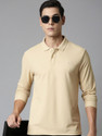 MaxzoneEcommerce Solid Men Polo Neck Beige T-Shirt
