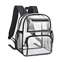 MAY TREE Clear Backpack Stadium Approved, 12x10x6 Small Clear Bag, Black