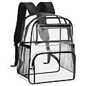 MAY TREE Clear Backpack Stadium Approved, 12x10x6 Small Clear Bag, Black-XL