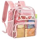 MAY TREE Clear Backpack Stadium Approved, 12x10x6 Small Clear Bag, Pink