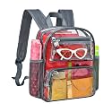 MAY TREE Clear Backpack Stadium Approved, 12x10x6 Small Clear Bag, Grey