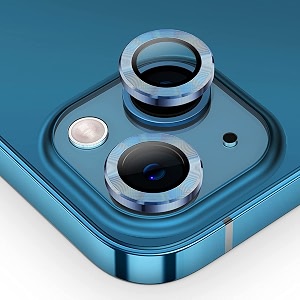 mayaballe camera lens protector compatible for iphone 13iphone 13 minianti-scratch premium tempered glass film aluminium alloy lens ring cover-blue