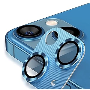 mayaballe camera lens protector compatible for iphone 13iphone 13 minianti-scratch premium tempered glass film aluminium alloy lens ring cover-blue