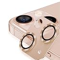 MAYABALLE® Aluminium Alloy 3D Camera Lens Protector Compatible For iPhone 14/iPhone 14 Plus,[Anti-Scratch] Premium Tempered Glass Film Aluminium Alloy 3D Lens Ring Cover-Gold