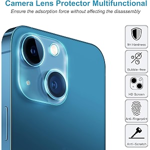 mayaballe camera lens protector compatible for iphone 15  iphone 15 plus anti-scratch  premium 9h tempered glass film lens ring cover-transparent pack of 1