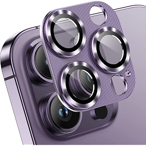 mayaballe aluminium alloy 3d camera lens protector compatible for iphone 13 proiphone 13 pro maxanti-scratch premium tempered glass film aluminium alloy 3d lens ring cover-deep purple