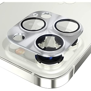 mayaballe aluminium alloy 3d camera lens protector compatible for iphone 13 proiphone 13 pro maxanti-scratch premium tempered glass film aluminium alloy 3d lens ring cover-silver