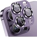 MAYABALLE® Aluminium Alloy 3D Camera Lens Protector Compatible For iPhone 13 Pro/iPhone 13 Pro Max,[Anti-Scratch] Premium Tempered Glass Film Aluminium Alloy 3D Lens Ring Cover-Deep Purple