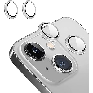 mayaballe camera lens protector compatible for iphone 14iphone 14 plusanti-scratch premium tempered glass film aluminium alloy lens ring cover - silver