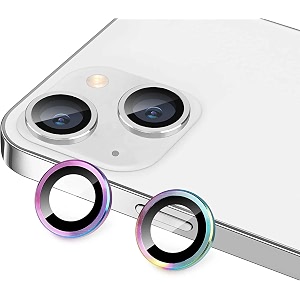 mayaballe camera lens protector compatible for iphone 14iphone 14 plusanti-scratch premium tempered glass film aluminium alloy lens ring cover-colorfulrainbow