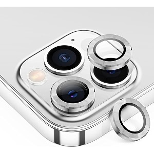 mayaballe camera lens protector compatible for iphone 13 proiphone 13 pro maxanti-scratch premium tempered glass film aluminium alloy lens ring cover-silver