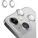 MAYABALLE® Camera Lens Protector Compatible For iPhone 14/iPhone 14 Plus,[Anti-Scratch] Premium Tempered Glass Film Aluminium Alloy Lens Ring Cover - Silver