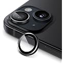 MAYABALLE® Camera Lens Protector Compatible For iPhone 15/iPhone 15 Plus,[Anti-Scratch] Premium Tempered Glass Film Aluminium Alloy Lens Ring Cover-Black
