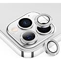 MAYABALLE® Camera Lens Protector Compatible For iPhone 13 Pro/iPhone 13 Pro Max,[Anti-Scratch] Premium Tempered Glass Film Aluminium Alloy Lens Ring Cover-Silver