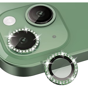 mayaballe diamond camera lens protector compatible for iphone 13iphone 13 mini anti-scratch premium tempered glass film aluminium alloy lens ring cover-green diamond