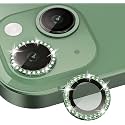 MAYABALLE® Diamond Camera Lens Protector Compatible For iPhone 13/iPhone 13 Mini, [Anti-Scratch] Premium Tempered Glass Film Aluminium Alloy Lens Ring Cover-Green Diamond