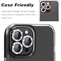 MAYABALLE® Diamond Camera Lens Protector Compatible For iPhone 13 Pro/iPhone 13 Pro Max, [Anti-Scratch] Premium Tempered Glass Film Aluminium Alloy Lens Ring Cover-Black Diamond