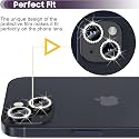 MAYABALLE® Diamond Camera Lens Protector Compatible For iPhone 13/iPhone 13 Mini,[Anti-Scratch] Premium Tempered Glass Film Aluminium Alloy Lens Ring Cover-Black Diamond