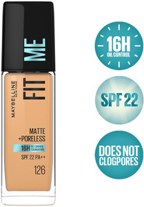 maybelline new york matteporeless liquid foundation 126 light pecan 16 hr oil control30 ml foundation