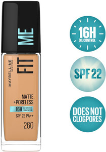 maybelline new york fit me matte  poreless foundation natural matte - shade 260 foundation