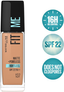 maybelline new york fit me matteporeless liquid foundation 137 golden tan 16 hr oil control 30 ml foundation