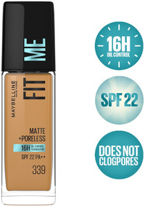 maybelline new york fit me matte  poreless foundation natural matte - shade 339 foundation
