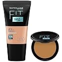 Maybelline New York Liquid Foundation For Oily Skin light coverage, Matte & Poreless, Fit Me, 310 Sun Beige & New York Compact Pressed Powder, Fit Me, 330 Tofee, 8G, Pack Of 1