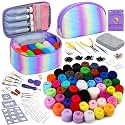 Mayboos Needle Felting Kit, 50 Colors Wool Roving Set with 2 Storage Bags