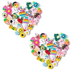 maycreate 60pcs clog slippers charms assorted cartoon rubber charms for girls amp boys diy fashion colorful shoe decoration durable pvc accessories for casual clogs wristbands amp bracelets