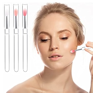 maycreate 3pcs silicone lip applicator lipstick balm brush pink white red