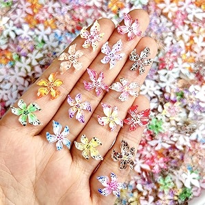 maycreate 60pcs 3d flower nail art charms colorful tropical decor