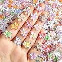 MAYCREATE 60PCS 3D Flower Nail Art Charms, Colorful Tropical Decor