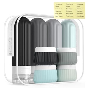 maycreate 8pcs silicone travel bottle kit for toiletries 90ml amp 40ml combo