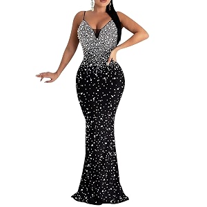 MAYFASEY Womens Sexy Elegant Rhinestone Hot Drilling