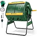 MAYGROVE Outdoor Compost Bin 53 Gallon Dual Chamber Composting Tumbler