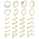 Mayhoop 20g Nose Rings Hoops And Studs For Women Men - Hypoallergenic 316L Surgical Stainless Steel L Shape Nose Screw Bone Silver Rose Gold Black Rainbow Pack 28Pcs