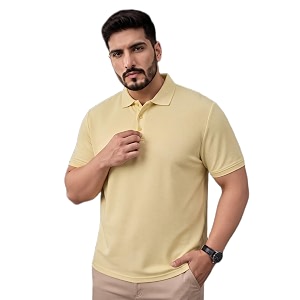 MAYKR Mens Black Textured Polo Collar T-Shirt