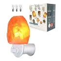 MAYMIIHOME Pink Himalayan Salt Lamp, Mini Carved Salt Crystal Night Light with 3 Bulbs, Wall Plug, Bedroom Decoration and Lighting